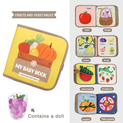 Montessori Busy Book Baby Early Education Book，Puzzle Toy, Animal Cognitive Fabric Book, Repeated Paste Book & Sensory toys