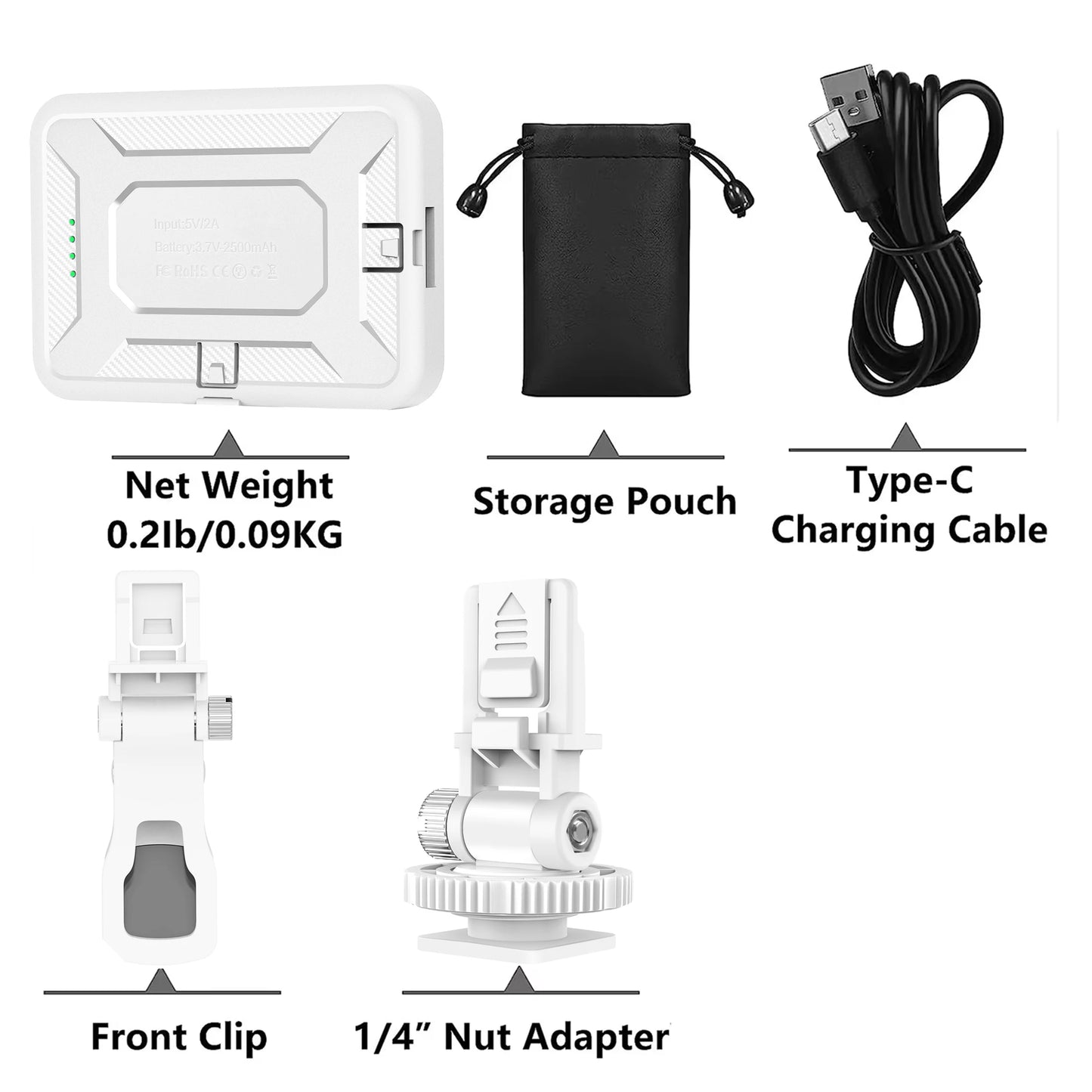 LED Selfie Light 60 High Power Rechargeable Clip Fill Video Light  for Phone iPad with Front & Back Clip Adjusted 3 Light Modes