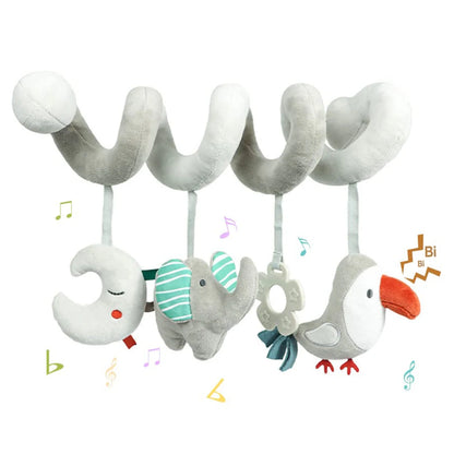 Newborns Spiral Hanging Activity Stroller Toy Baby Carseat Toy Black & White Lion Koala Rattle  for Crib Mobile Sensory Toy Gift