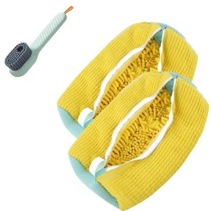 Shoe Washing Machine Bag with Liquid Shoe Brush Set Durable Laundry Shoe Bag and Soft Bristle Clean Brush for All Shoes