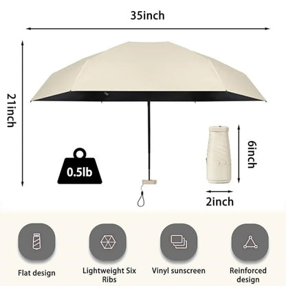 Mini UV Umbrella - Lightweight Folding Parasol Sunny Umbrella ,Reinforced Frame Portable Kids/Ladies' Sunshade Umbrella
