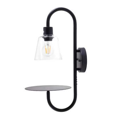 KOMORE Transparent Glass Lampshade Wall Light with Tray for Living Room, Hallway, Bedroom, Bathroom