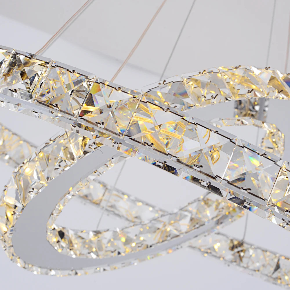Luxury Rings Led Crystal Chandelier Mordern Pendant Light Living Dining Room Decor Fixture Suspension Luminaire Hanging Lustr