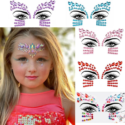 5Pcs/lot Mixed Shinying Girl Nail Glitter Face Stickers Rhinestone 3D Colorful Random Nail Face Crystal DIY Makeup Face/Body Dia