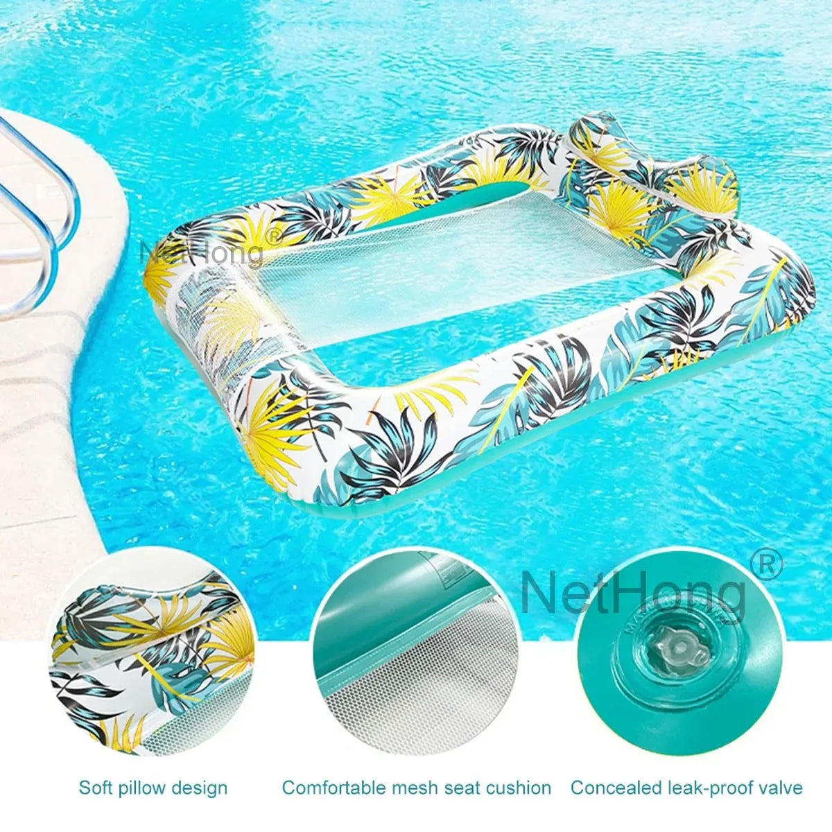 Inflatable Pool Floating Row Portable Float Bed Seat Adult Beach Party Swimming~