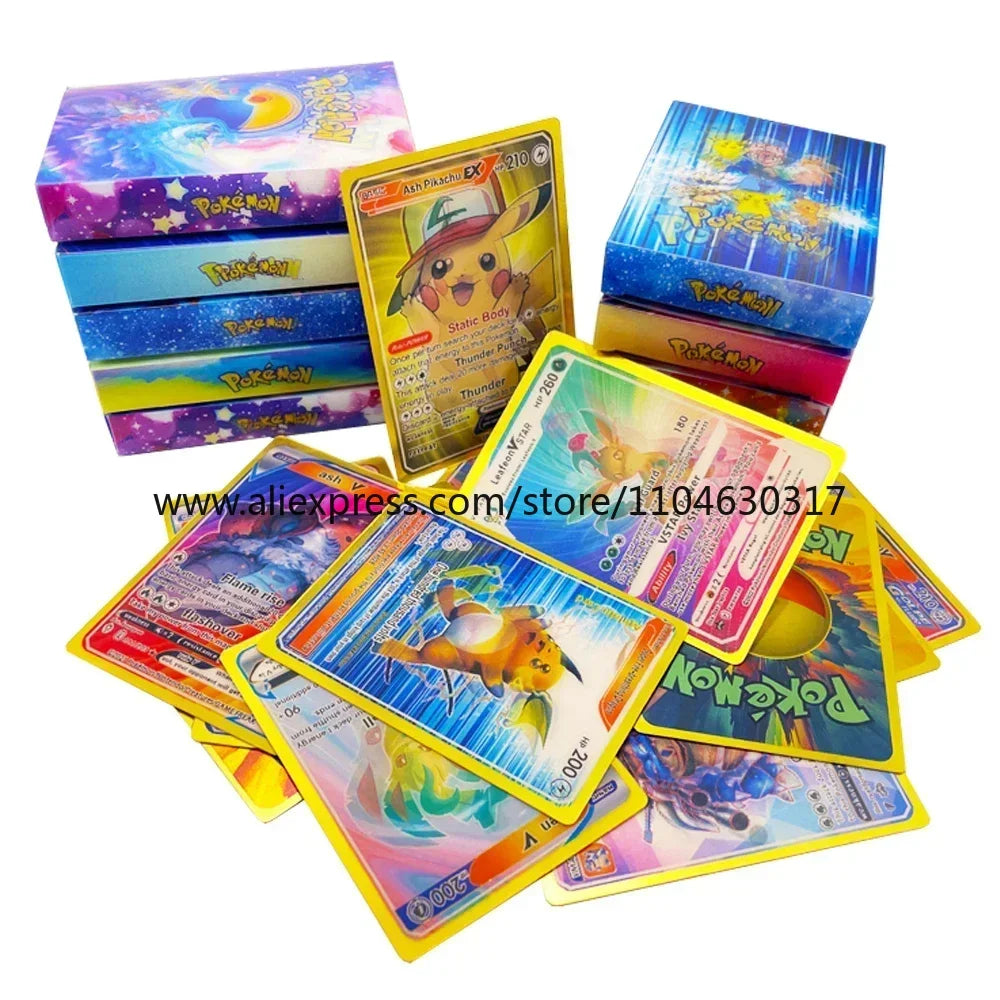27pcs/50pcs Pokemon 3D Conversion Card English Version Vmax Charizard Pikachu Pikachu Rare Collection Trainer Colorful Card Box