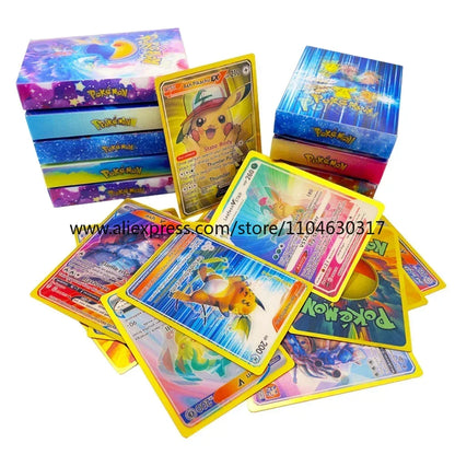 27pcs/50pcs Pokemon 3D Conversion Card English Version Vmax Charizard Pikachu Pikachu Rare Collection Trainer Colorful Card Box