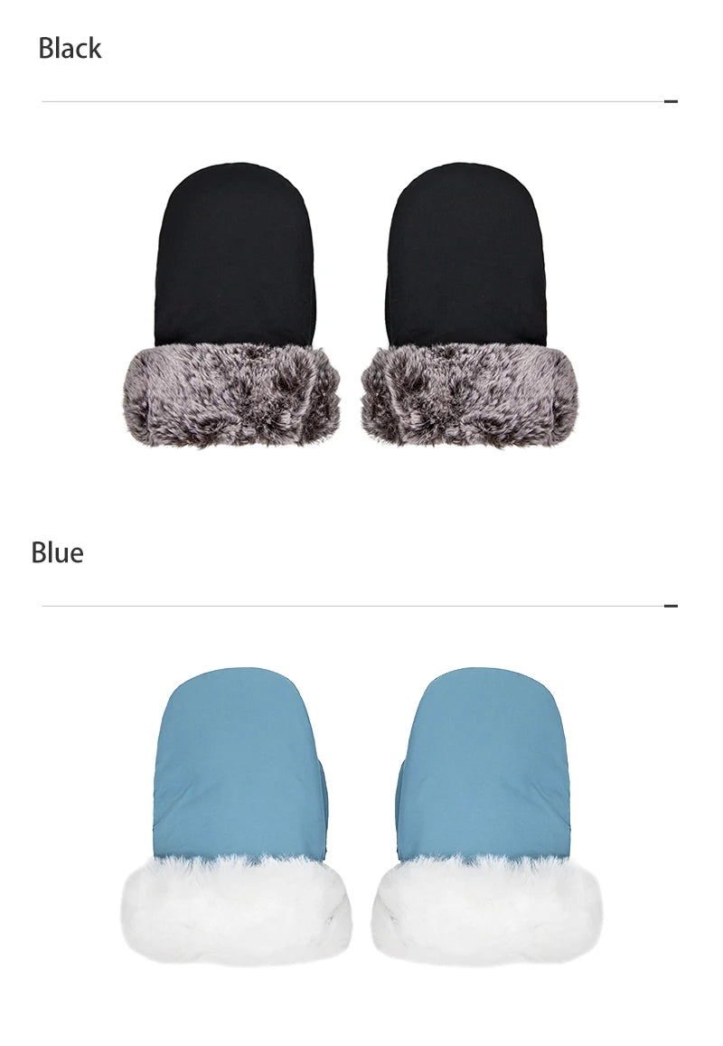 Stroller Gloves 1 Pair Winter Windproof Warm Cute Bear Brown Style Universal Prams Gloves Waterproof Baby Stroller Accessories
