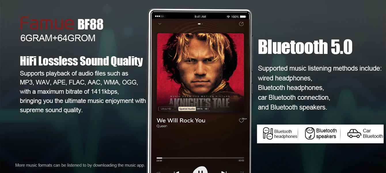 Famue MP3 Player Android 13 with Bluetooth and WiFi，MP3 MP4 Player with Spotify，Audible，Pandora，Standalone / Networked Version