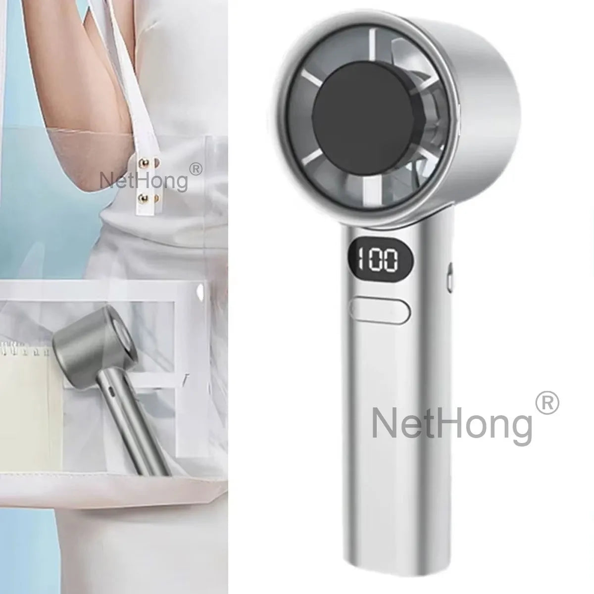 Mini Portable High Speed Fan USB Rechargeable 1800mAh Wireless Handheld Outdoor~