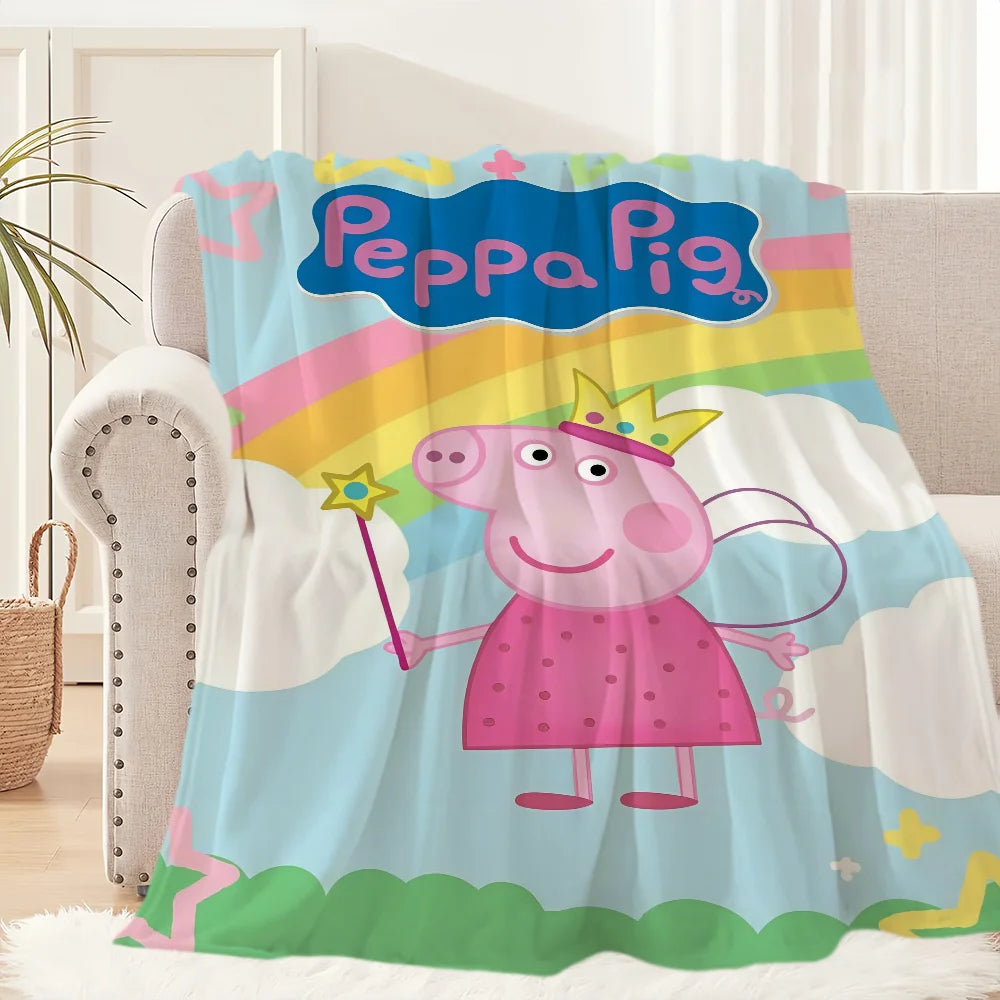 Cartoon Cute P-Pep-pa P-Pig Blanket Blanket for Couch Sofa Travel Home Hiking Picni Bed Beding Flannel Blanket birthday gift