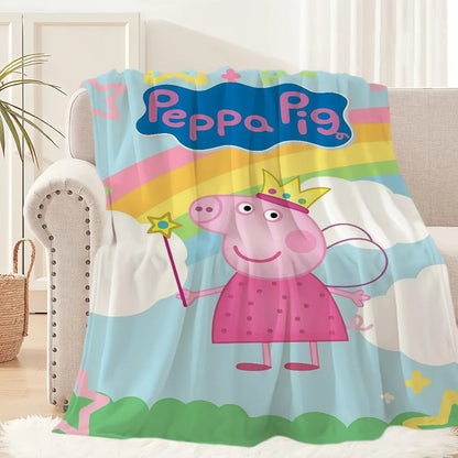 Cartoon Cute P-Pep-pa P-Pig Blanket Blanket for Couch Sofa Travel Home Hiking Picni Bed Beding Flannel Blanket birthday gift