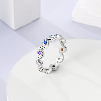 925 Sterling Silver Sparkling Zircon Ring - Classic Stackable Wedding Band for Women