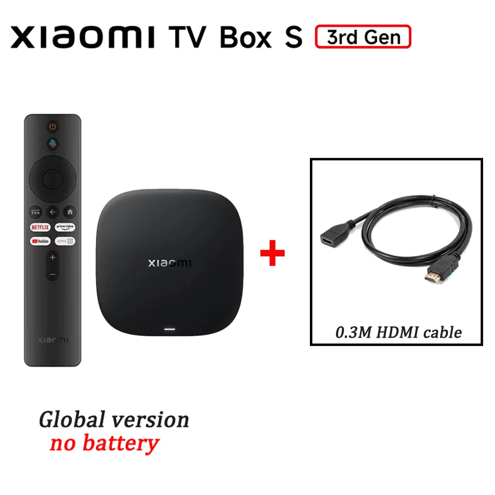 Global Version Xiaomi TV Box S 3rd Gen 4K Ultra HD Wifi 6 Bluetooth 5.2 32GB ROM Google TV Google Assistant Smart Media Player