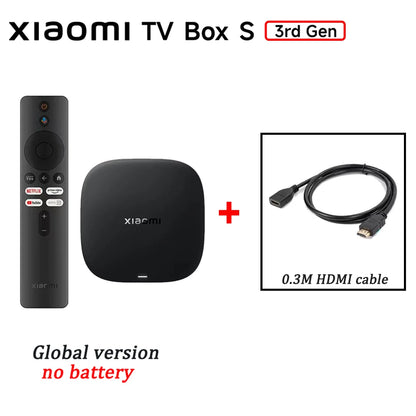 Global Version Xiaomi TV Box S 3rd Gen 4K Ultra HD Wifi 6 Bluetooth 5.2 32GB ROM Google TV Google Assistant Smart Media Player
