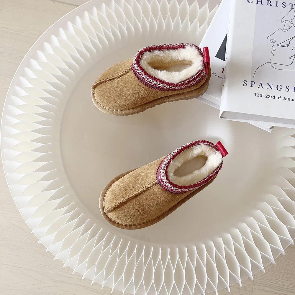 Kids Winter Slippers - Luxury Fur Lined Non-Slip Indoor Boots for Boys & Girls