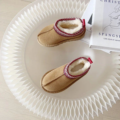 Kids Winter Slippers - Luxury Fur Lined Non-Slip Indoor Boots for Boys & Girls