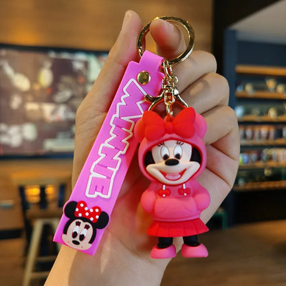 Anime Disney Keychain Cartoon Mickey Mouse Minnie Lilo & Stitch Cute Doll Keyring Ornament Key Chain Car Pendant Kids Gifts