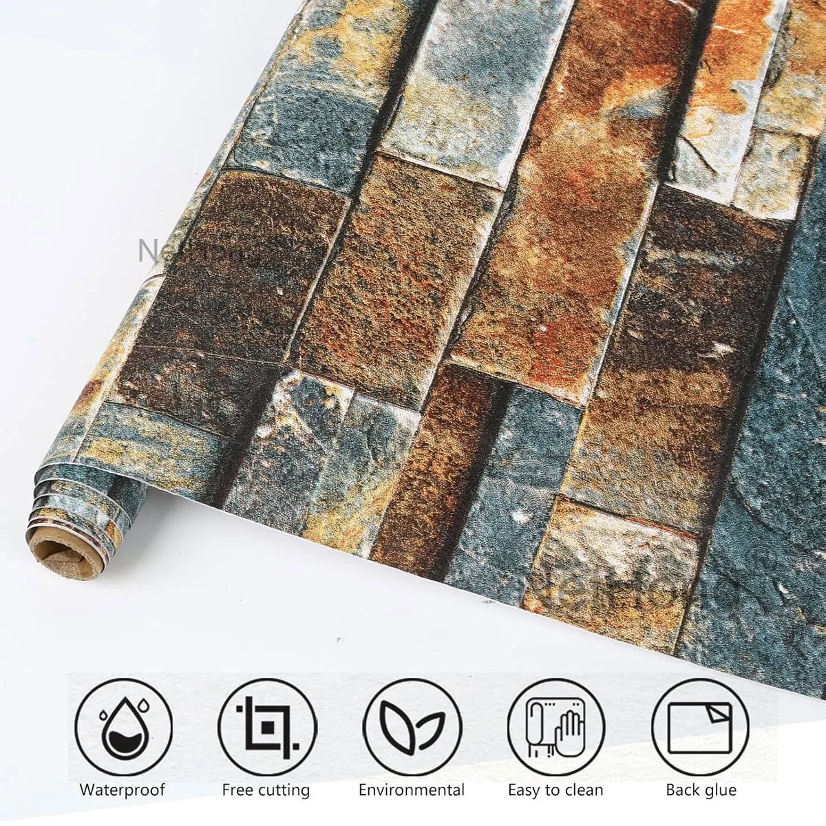 6M 3D Rust masonry pattern Effect Wallpaper Vinyl Self Adhesive Wall Stickers