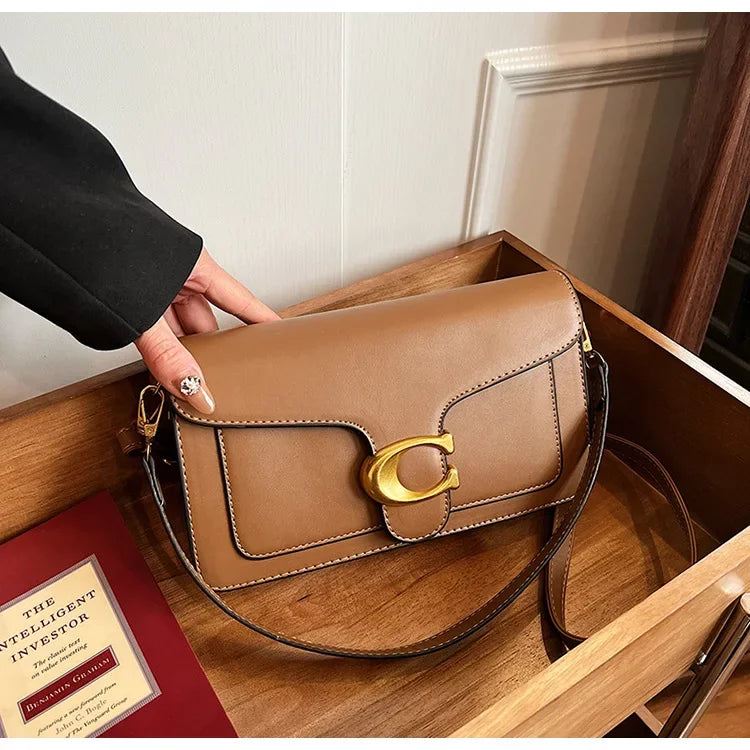 New Women's High-End Pure Color Simple Square Bag Multi-Layer Commuting Single Shoulder Bag Neutral Minimalist Style