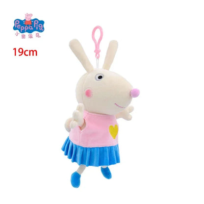 19CM Genuine Peppa Pig George Emily Candy Dennie Pedro Stuffed Plush Toys Keyring Animal Doll Pendant Children's Birthday Gifts