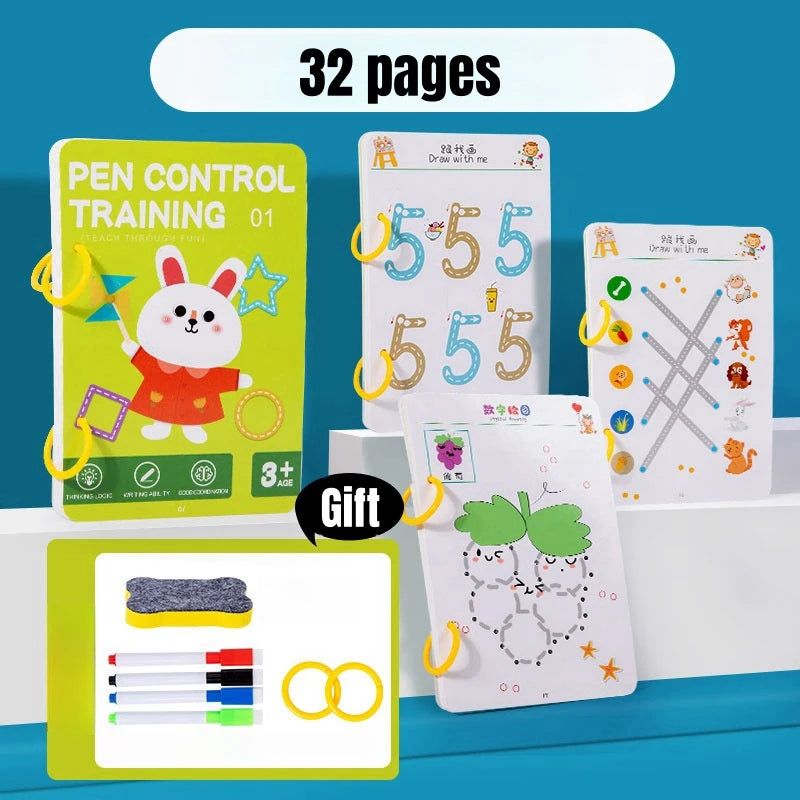 Magical Tracing Workbook Montessori Pen Control Training Books Reusable Magic Practice Copybook Children Drawing Education Toys
