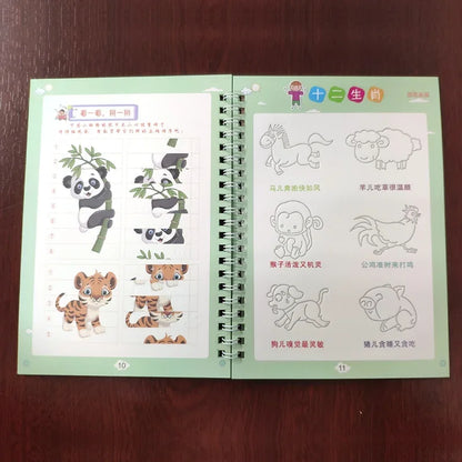 Reusable 3d Copybook Books Learn Chinese Pinyin Number0-10 Addition And Subtraction For Kids Children Drawing Coloring Gifts