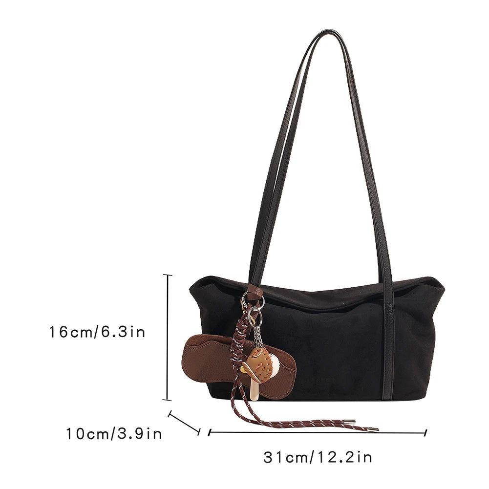 Autumn and Winter Vintage Women's Bag Suede Shoulder Bag Luxury Designer Top Handle Clutch Bag Purse for Women Retro Handbags