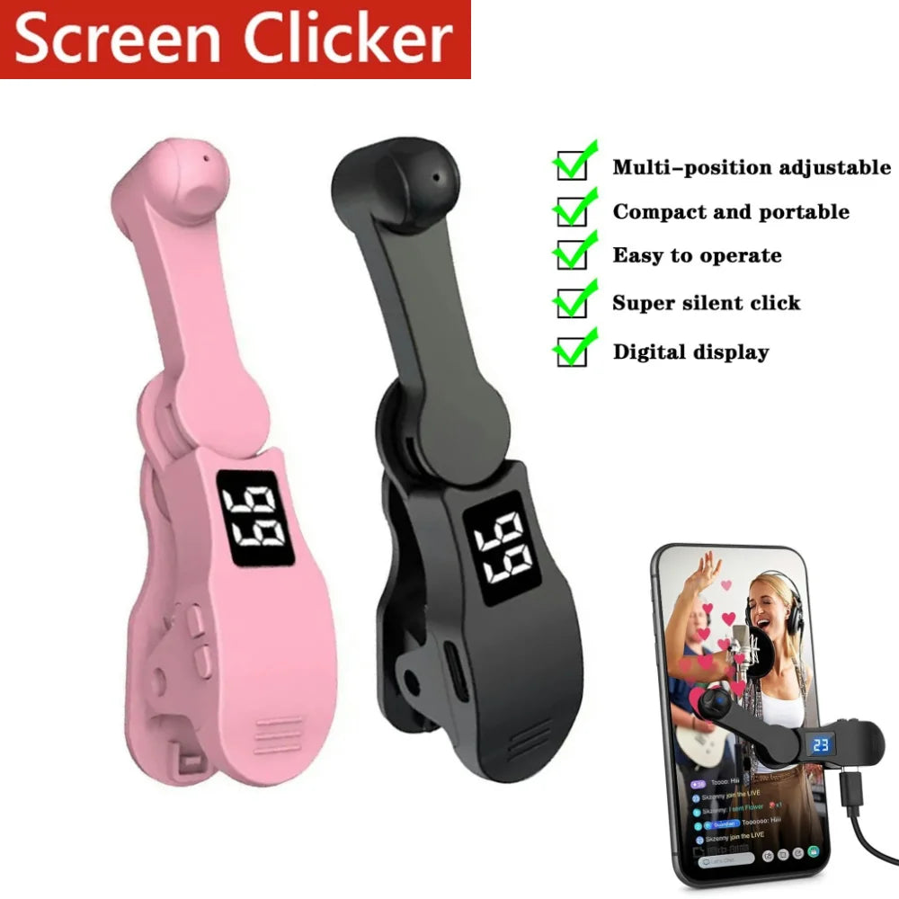 Upgraded Display Screen Auto Clicker for Smart Phone App Video Live Streaming Gadget for Game Screen Touch Tripods Tapper