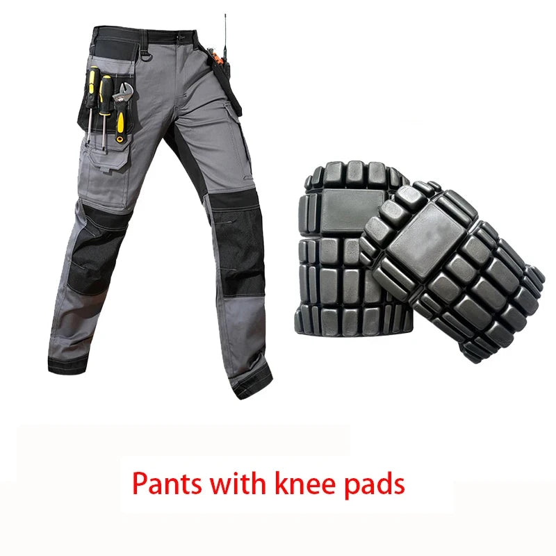 Cargo Pants Men Workwear Multi-Pocket Outdoor Hiking Joggers Pants Work Trousers Men with Wear resistant multi pocket Knee Pads