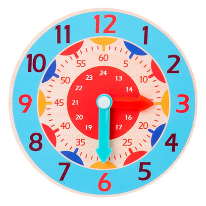 Kids Montessori Wooden Clock Toys Time Learning Teaching Aids Educational Toys For Children Primary School Clever Board Toy