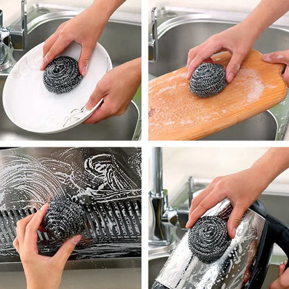 Mini Stainless Steel Cleaning Balls Kitchen Washing Pots Pans Dishes Rust and Oil Removal Wire Steel Ball Scrubber Cleaner Tools