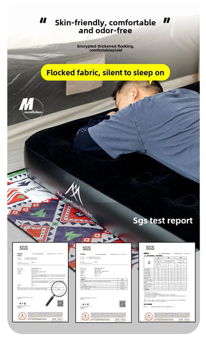 MOUNTAINHIKER 2025 Interior Air Mattress Glamping Mats PVC Inflatable Sleeping Mattress 1/3 Person Camping Bed Mat Built-in Pump