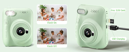 Gofunly Kids Instant Print Camera 3.0" Mini Digital Camera 1080P Portable Video Recorder Gift For 6-12 Years Children