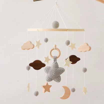 Baby Crib Bed Bell Rattle Toy 0-12 Months Wooden Mobile Cartoon Bee Bed Bell Hanging Toy Holder Bracket Infant Crib Bracket Gift