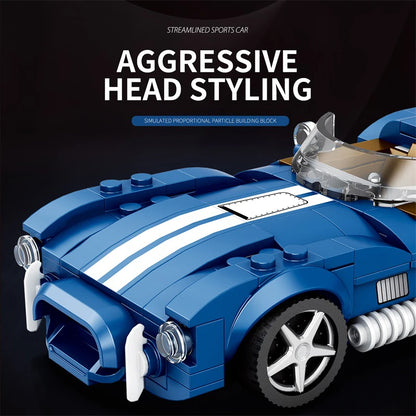 312PCS Blue Sport Car Building Block Set Creative City Vehicle Diy Car Model Bricks Desktop Display Toys For Kids Holiday Gifts