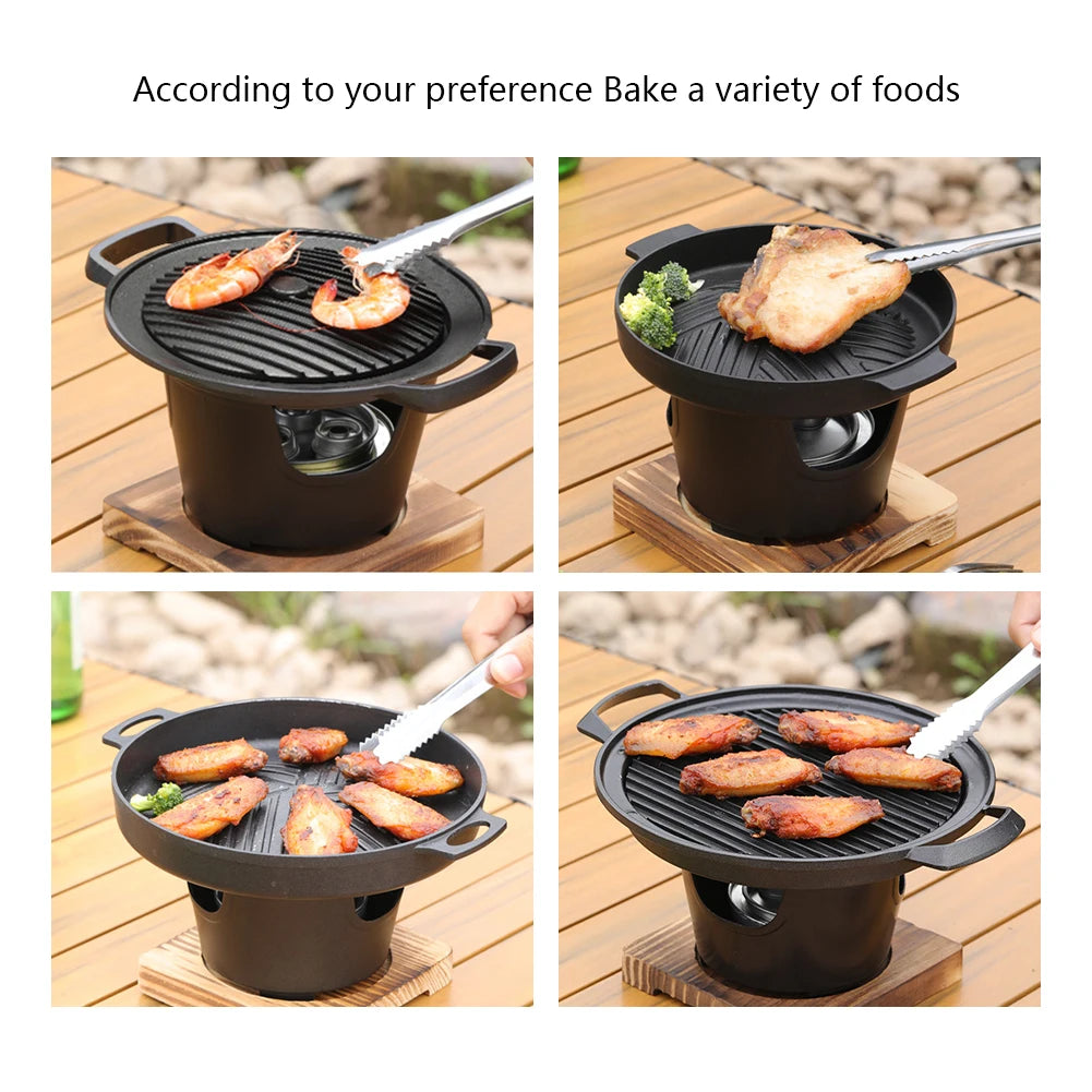 Mini Barbecue Stove Detachable Japanese Alcohol Stove Non-stick BBQ Grill Furnace Roasting Meat Tool for Picnic Camping Stove
