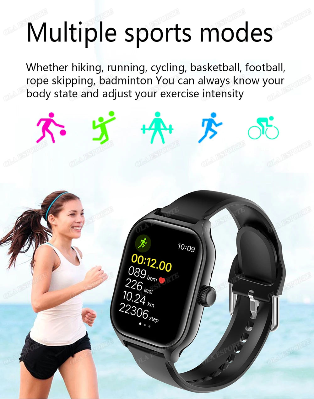 Smart Watch Men 2.01 Inch AMOLED Screen Waterproof Multiple Sport Mode Fitness HD Bluetooth Calls Smartwatch Men Women Bracelet