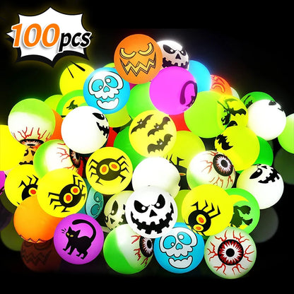 Halloween Glow in the Dark Bouncing Balls - Party Favors & Trick or Treat Gifts for Kids (10-100 Pack)