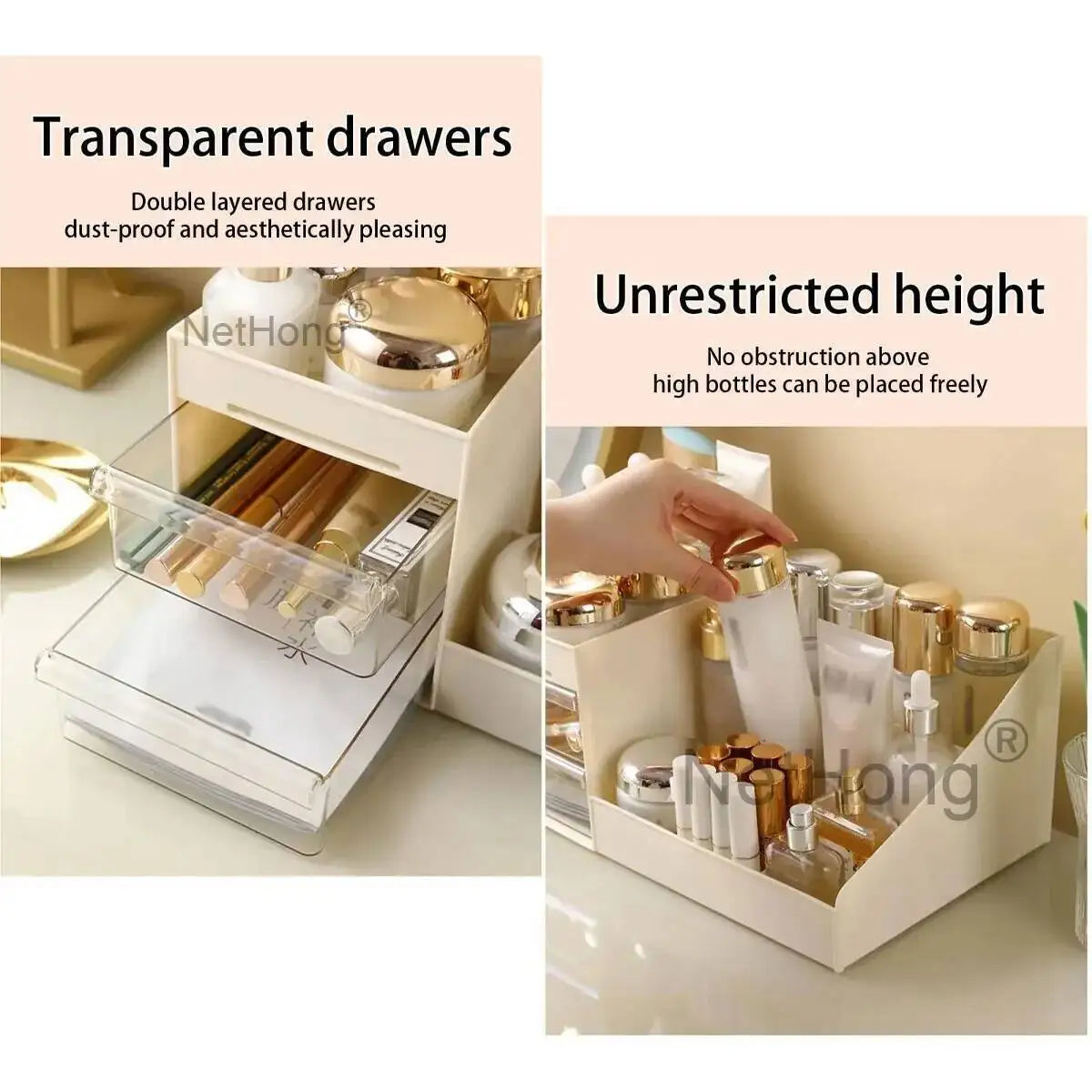 Makeup Cosmetic Organiser Dressing Table Make-Up Holder Tidy Storage Box New