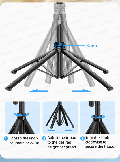 1630mm/64in C17 Tripod Selfie Stick 360° Auto Rotation Shooting Quadruped Phone Stand Face Track Bluetooth Remote Control Tripie