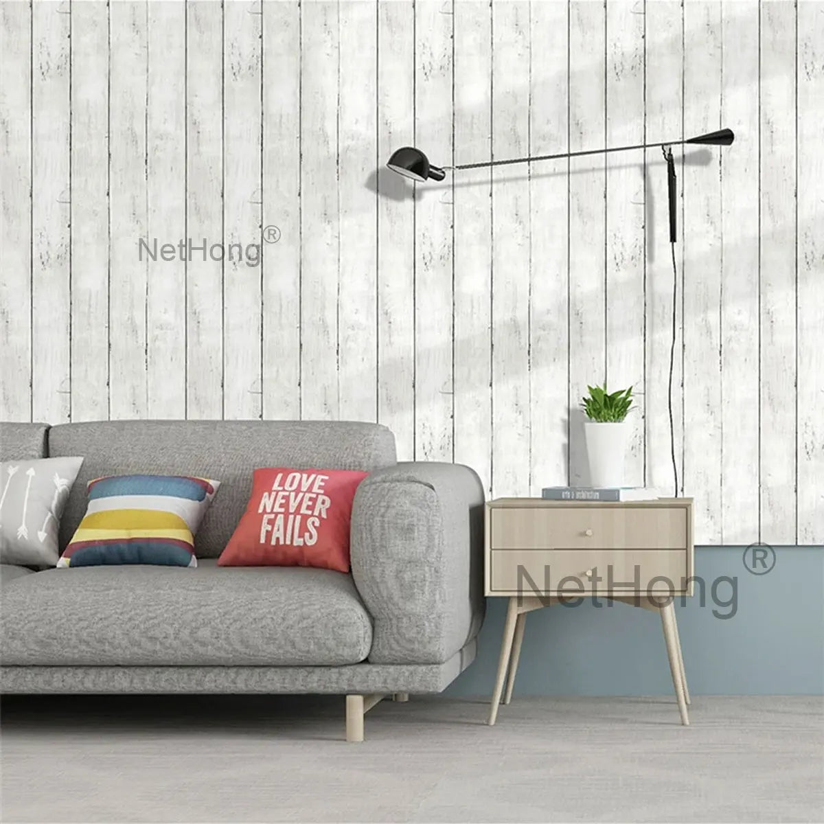 6M Vinyl Ivory white wood grain Wallpaper Stickers Self Adhesive Paper Waterproof