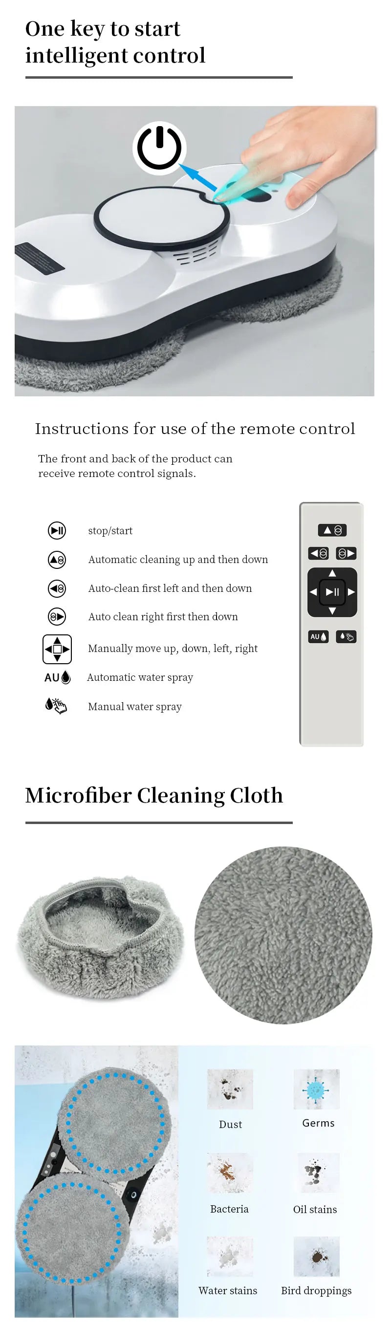 Water spray window cleaning robot intelligent high-rise double-sided brushless motor glass cleaner spray type