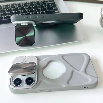 Fashion Logo Hole Magnetic Case for iPhone 17Air 12 13 14 15 16 17 Pro Max Plus Lens Protection Stand For Magsafe Silicone Cover