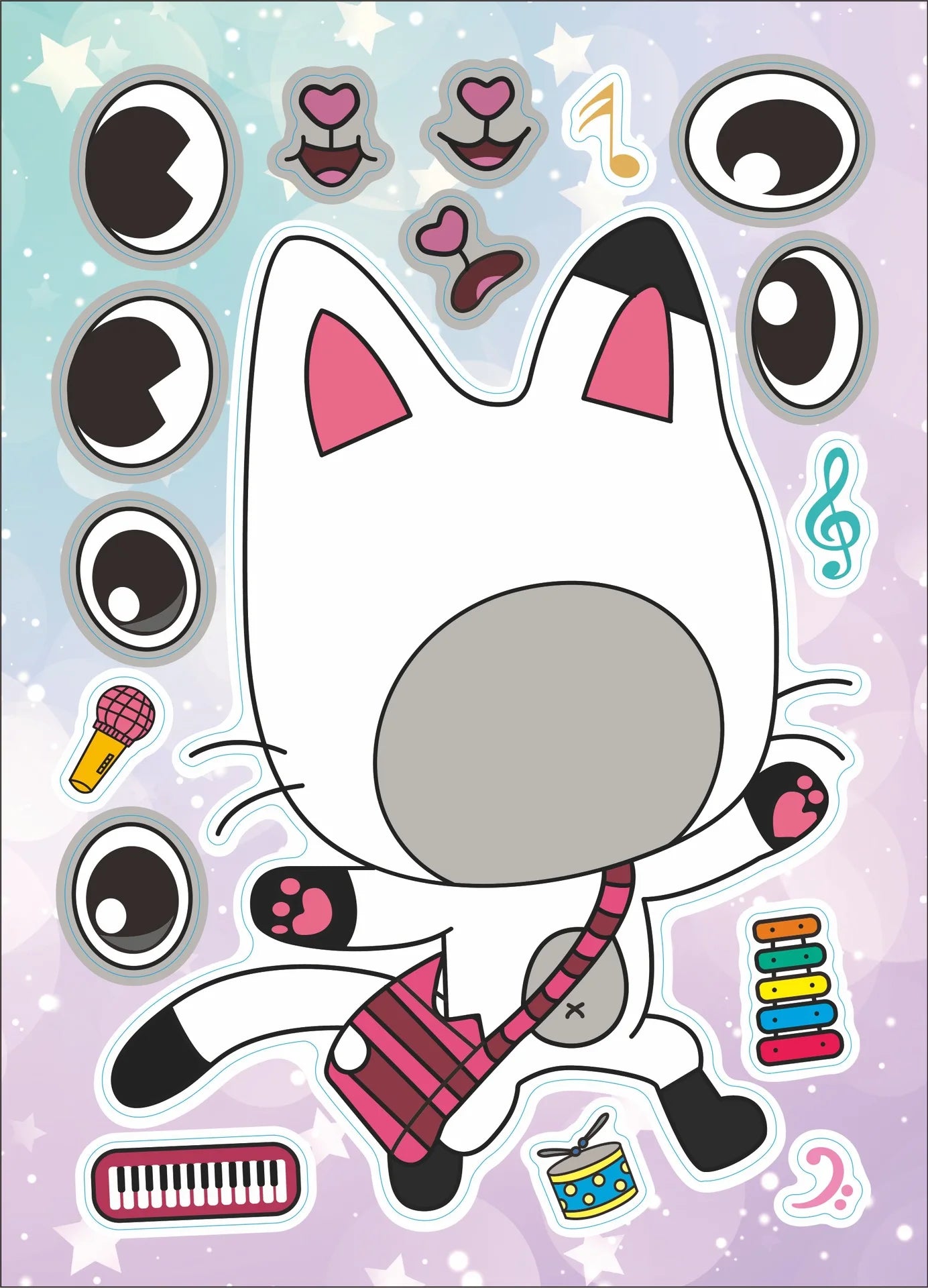 12Sheets Gabby's Dollhouse Make A Face Puzzle Stickers Kids Make Your Own DIY Game Children Cartoon Jigsaw Education Toys Gift