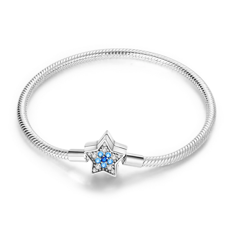 925 Sterling Silver Charm Bracelet - Leaf, Clover, Butterfly & Heart Design | 17-20cm Adjustable