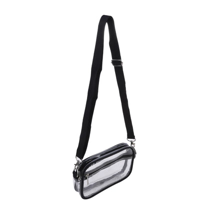 Women Clear Shoulder Bag Solid Color Transparent Purse Female Simple Crossbody Bags With Front Pocket Casual Handbag For Ladies