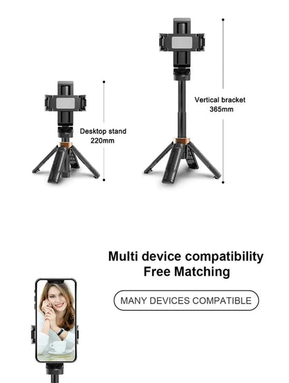 FANGTUOSI Mini Selfie Stick Portable Phone Holder Shooting Aid Versatile Integrated Design Bluetooth Remote For Live Broadcas