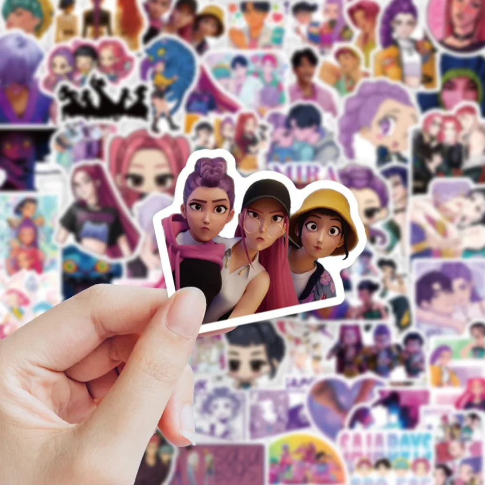 74pcs Kpop Demon Hunters Stickers Saja Boys Laptop Stickers for Guitar Bicycle Luggage Car Stationery Party Favors Gift