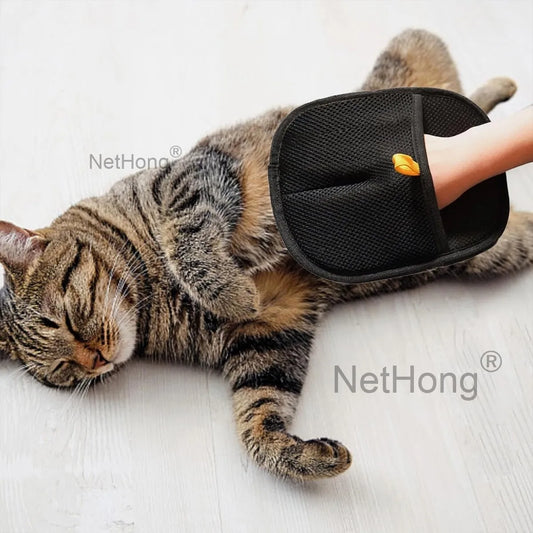 Pets Double Sided Grooming Glove, Pet Hair Remover Gloves For Dog Cat Reusable~